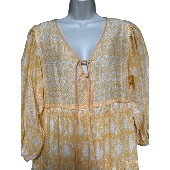 MWT Daughters of India Jasmine Size L Maxi Dress Mango Yellow Cotton - Picture 10 of 13